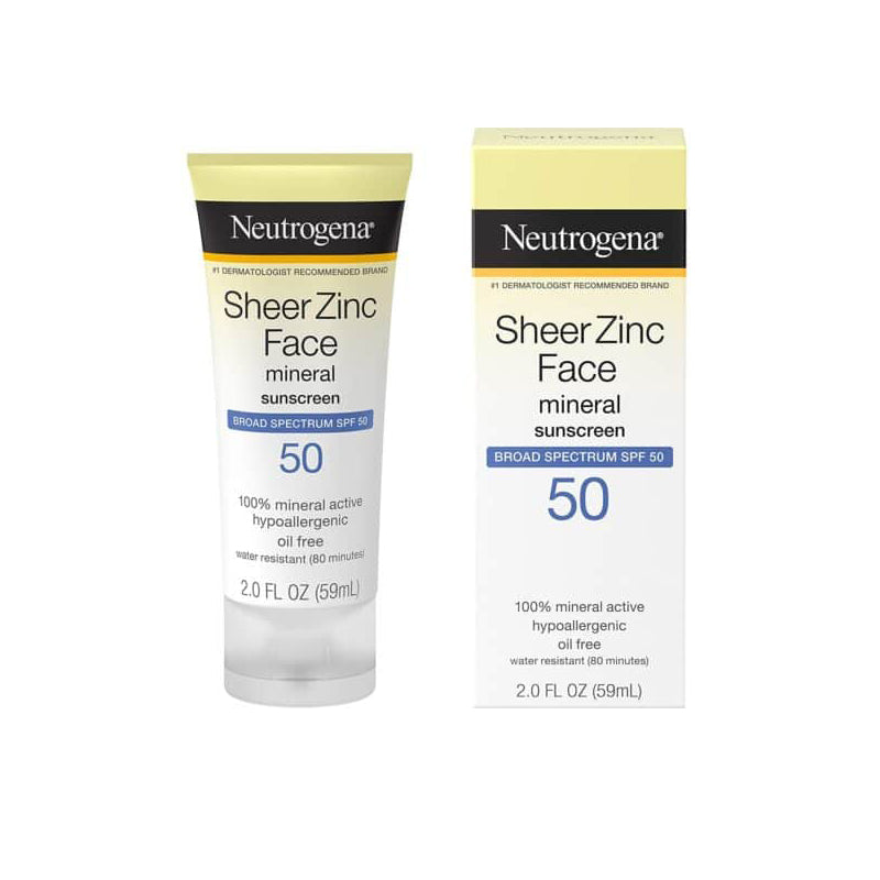 Neutrogena Sheer Zinc Face Mineral Sunscreen Broad Spectrum Spf 50 59Ml
