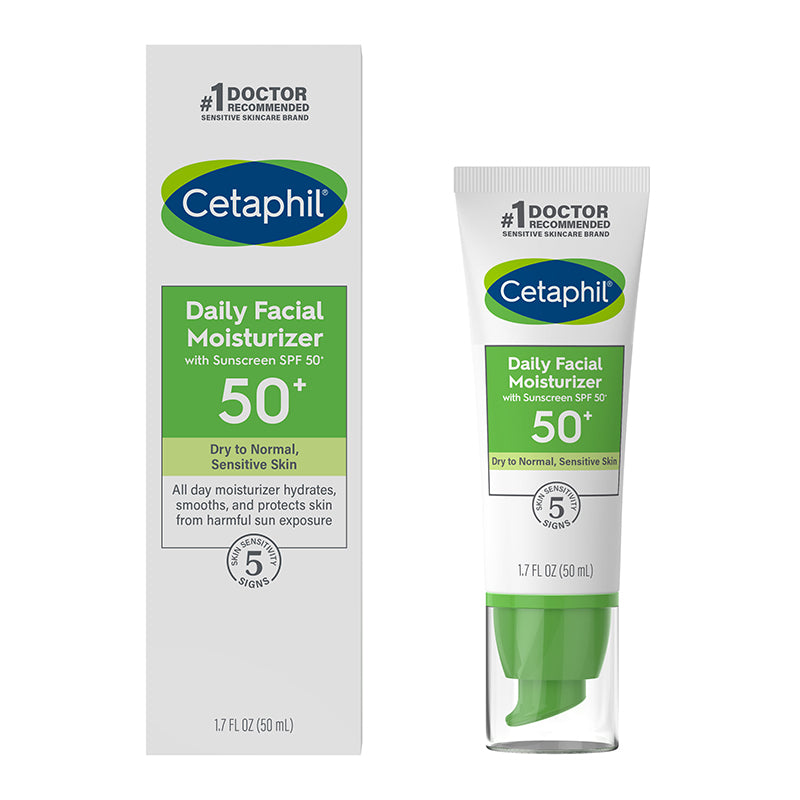 Cetaphil Daily Facial Moisturizer With Sunscreen Spf 50+ Dry To Normal Sensitive Skin 50Ml